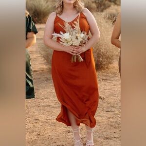 SOLD: Terracotta Satin Dress